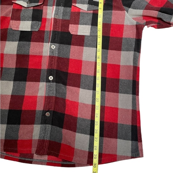 Eddie Bauer red black gray flannel button down long sleeve fleece shirt size XL - Picture 7 of 9